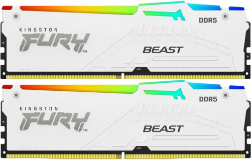 DDR5 64GB (2x32GB) PC-44800 (5600MHz) KINGSTON FURY BEAST WHITE RGB KF556C40BWAK2-64