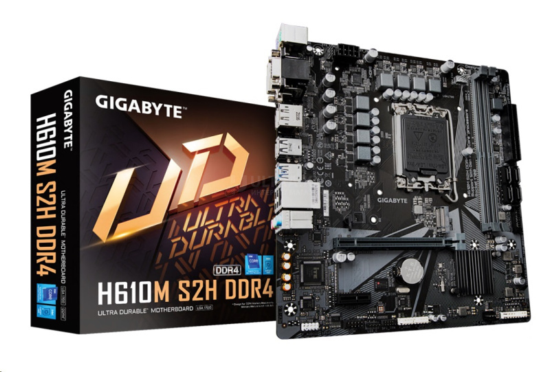 MB LGA1700 GIGABYTE H610M S2H,2xDDR5,12xUSB,4xSATAIII,mATX,M.2,PCIe16x, PCIe1x, HDMI,VGA,DVI,DP MB LGA1700 GIGABYTE H610M S2H,2xDDR5,12xUSB,4xSATAIII,mATX,M.2,PCIe16x, PCIe1x, HDMI,VGA,DVI,DP