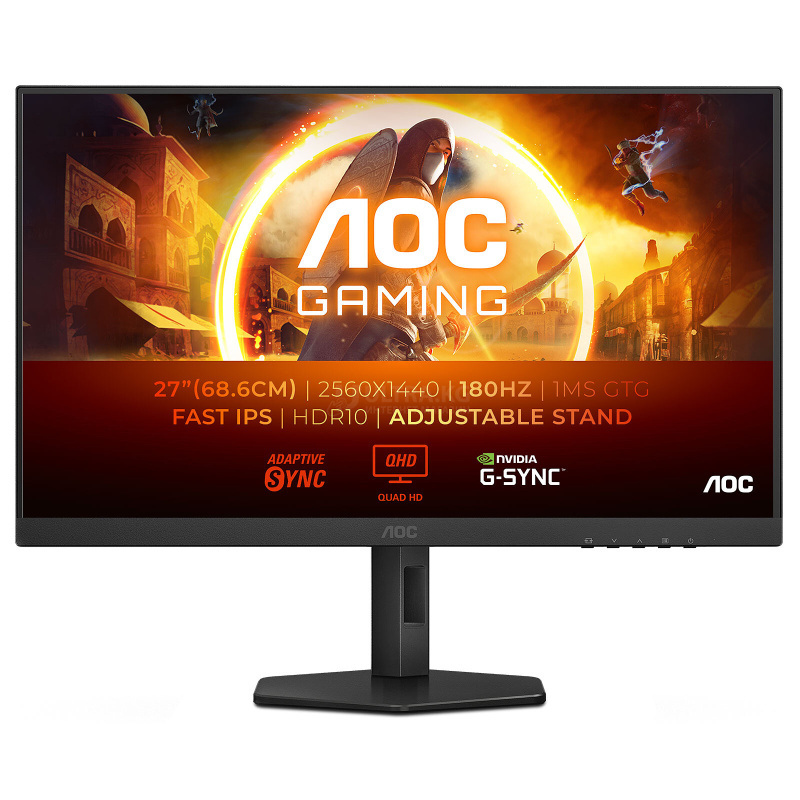 Монитор LCD 27" AOC Q27G4XF, FAST IPS, Black, 2560x1440,300cd/m2, 178/178, 0,5ms, 180Hz, Adaptive Sync, HDMI, DP, G-Menu, HDR10, регул. по высоте, наклону, портрет. режим, вых. на наушники,VESA100x100 Монитор LCD 27" AOC Q27G4XF, FAST IPS, Black, 2560x1440,300cd/m2, 178/178, 0,5ms, 180Hz, Adaptive Sync, HDMI, DP, G-Menu, HDR10, регул. по высоте, наклону, портрет. режим, вых. на наушники,VESA100x100