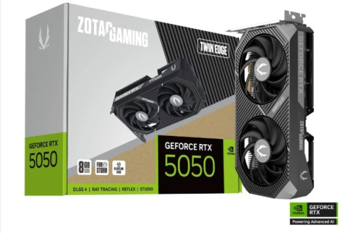 Видеокарта RTX 5050 ZOTAC GAMING GeForce RTX 5050 Twin Edge 8GB GDDR6, Engine clock 2572MHz, Memory clock 20000MHz, 128Bit, 3xDP, HDMI [ZT-B50500E-10M]