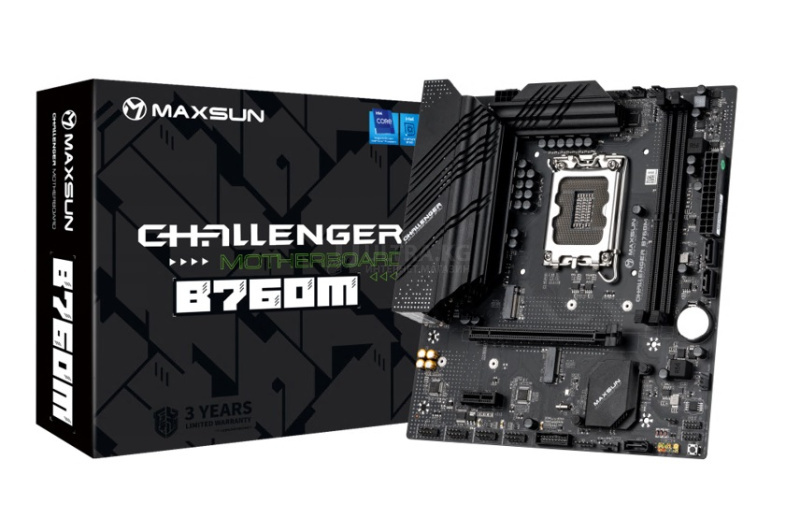 Матплата MAXSUN MS-Challenger B760M, LGA1700, Intel B760, 2xDDR4 PC34100, 1xPCI-E 4.0x16, 1xPCI-E 3.0x1, Sound8Ch, GLAN, 3SATA+2M.2, RAID, mATX, 6USB3.2+6USB2.0, VGA, HDMI Матплата MAXSUN MS-Challenger B760M, LGA1700, Intel B760, 2xDDR4 PC34100, 1xPCI-E 4.0x16, 1xPCI-E 3.0x1, Sound8Ch, GLAN, 3SATA+2M.2, RAID, mATX, 6USB3.2+6USB2.0, VGA, HDMI