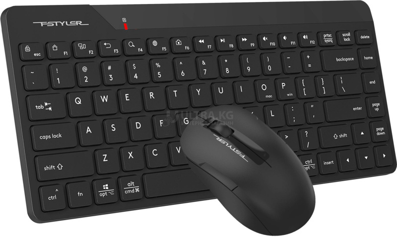 Беспроводная клавиатура+мышь A4tech Fstyler FG2200 Air 2 Black мембранная, 86 клв, ANSI, оптическая, светодиодная, 1200 dpi, 15м, адаптер Type-C, USB ресивер Беспроводная клавиатура+мышь A4tech Fstyler FG2200 Air 2 Black мембранная, 86 клв, ANSI, оптическая, светодиодная, 1200 dpi, 15м, адаптер Type-C, USB ресивер