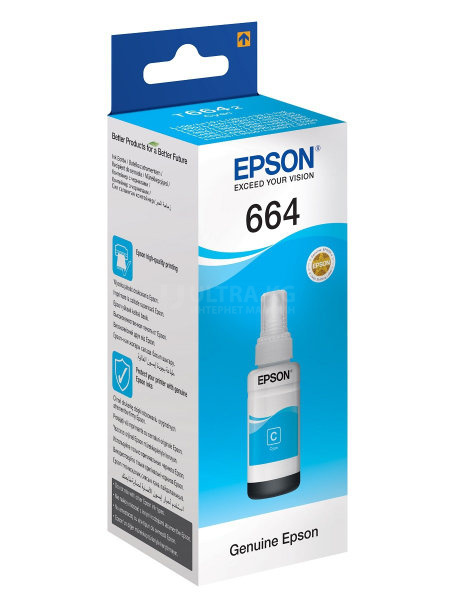 Краска Epson (C13T66424A) Cyan 70ml Cartridge for ink printer L100/110/200/210/300/355 Краска Epson (C13T66424A) Cyan 70ml Cartridge for ink printer L100/110/200/210/300/355
