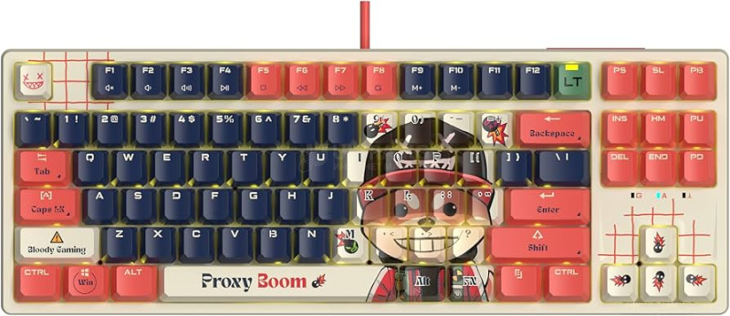 Клавиатура A4Tech Bloody AT87 Proxy Boom SAVAGE игровая, мембранная, механическая, 100 млн нажатий,USB, RGB подсветка,1,8m, бежевый Клавиатура A4Tech Bloody AT87 Proxy Boom SAVAGE игровая, мембранная, механическая, 100 млн нажатий,USB, RGB подсветка,1,8m, бежевый
