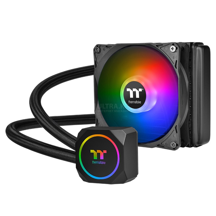Система жидкостного охлаждения Thermaltake TH120 ARGB LGA 1851/1700/1200/1156/1155/1151, AMD: FM2/FM1/AM5/AM4/AM3+/AM3, TDP 290W, ARGB кулер 120мм, уровень шума 28.2dBa, медный радиатор, 59,3CFM (1CL-W285-PL12SW-A), черный Система жидкостного охлаждения Thermaltake TH120 ARGB LGA 1851/1700/1200/1156/1155/1151, AMD: FM2/FM1/AM5/AM4/AM3+/AM3, TDP 290W, ARGB кулер 120мм, уровень шума 28.2dBa, медный радиатор, 59,3CFM (1CL-W285-PL12SW-A), черный