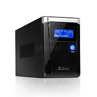 ИБП UPS SVC V-650-F, 650VA(390W), Мощность 650ВА/400Вт, Диапазон работы AVR: 165-275В, Бат.: 12В/9 Ач*1шт., 3 вых.: 2 Shuko CEE7+1 IEC C13 (Bypass), Чёрный