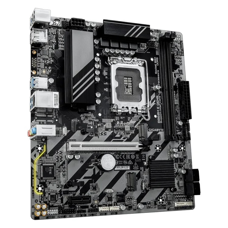 Матплата Gigabyte B860M E GEN5, LGA1851, Intel B860, 2xDDR5 PC70400, 1xPCI-E 5.0x16, 1xPCI-E3.0x1, Sound8Ch, GLAN, 4SATA+2M.2, RAID, mATX, 6USB3.2+6USB2.0, HDMI, DP фото 2 Матплата Gigabyte B860M E GEN5, LGA1851, Intel B860, 2xDDR5 PC70400, 1xPCI-E 5.0x16, 1xPCI-E3.0x1, Sound8Ch, GLAN, 4SATA+2M.2, RAID, mATX, 6USB3.2+6USB2.0, HDMI, DP фото 2