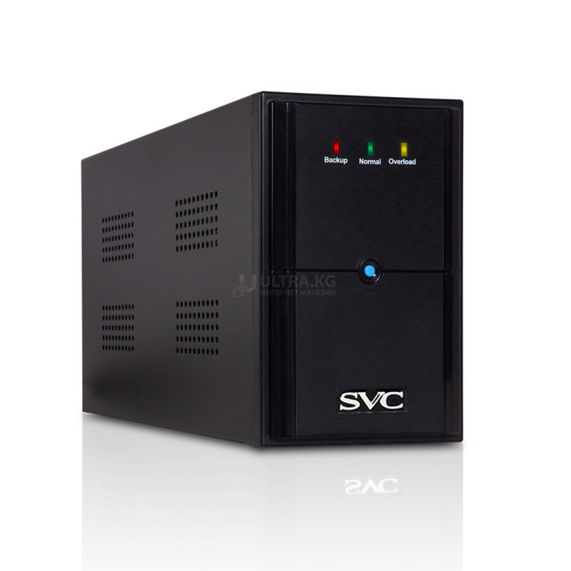 ИБП UPS SVC V-2000-L, Диапазон работы AVR: 175-275В, Бат.: 12В/9Ачx2шт., 2 вых.: Shuko CEE7, Чёрный ИБП UPS SVC V-2000-L, Диапазон работы AVR: 175-275В, Бат.: 12В/9Ачx2шт., 2 вых.: Shuko CEE7, Чёрный