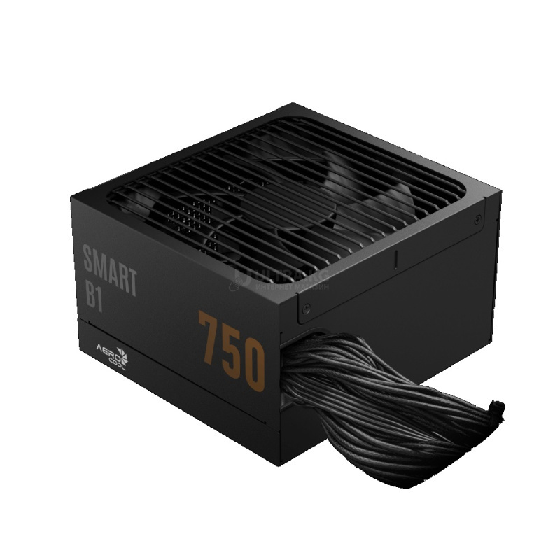 Блок питания 750W Aerocool SMART B1 750,750W, ATX, 80 PLUS Bronze, 20+4 pin, 8pin, 4+4pin,8*Sata, 6*Molex, 6*PCI-E 6+2 pin, Вентилятор 13.5см, Кабель питания, Чёрный Блок питания 750W Aerocool SMART B1 750,750W, ATX, 80 PLUS Bronze, 20+4 pin, 8pin, 4+4pin,8*Sata, 6*Molex, 6*PCI-E 6+2 pin, Вентилятор 13.5см, Кабель питания, Чёрный
