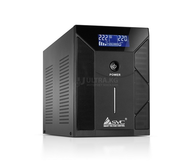 ИБП UPS SVC V-2000-F-LCD, 2000VA(1200W), Диапазон AVR: 175-275ВА, Выход 220В +/-10% * 4 выхода Schuko CEE7, 12V/9Ah x 2, 50Hz, USB (технология Smart), LCD Display, Черный ИБП UPS SVC V-2000-F-LCD, 2000VA(1200W), Диапазон AVR: 175-275ВА, Выход 220В +/-10% * 4 выхода Schuko CEE7, 12V/9Ah x 2, 50Hz, USB (технология Smart), LCD Display, Черный