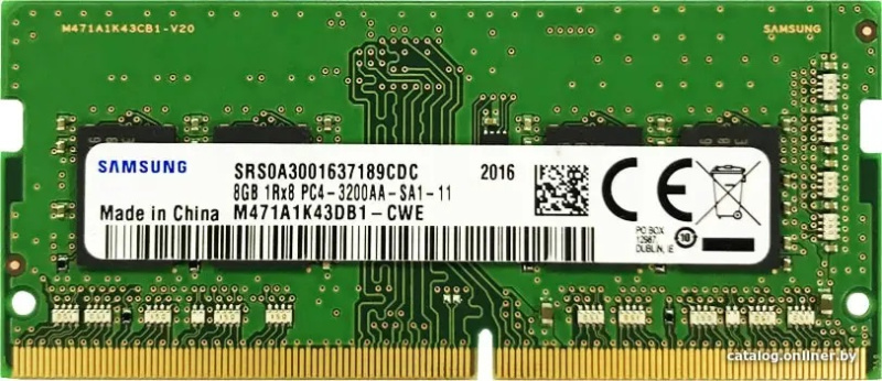 Оперативная память для ноутбука DDR4 SODIMM 8GB Samsung PC-4 (3200MHz) -S Оперативная память для ноутбука DDR4 SODIMM 8GB Samsung PC-4 (3200MHz) -S
