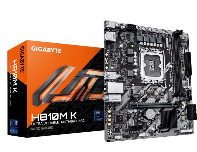 MB LGA1851 GIGABYTE H810M K,2xDDR5,10xUSB,mATX,1xM.2, 4xSATA, 1PCIe16x, 1PCIe1x, HDMI,DP MB LGA1851 GIGABYTE H810M K,2xDDR5,10xUSB,mATX,1xM.2, 4xSATA, 1PCIe16x, 1PCIe1x, HDMI,DP