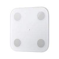 Умные весы Xiaomi Mi Smart Scale 2: высокоточный датчик из марганцевой стали (шаг 50 г), LED-дисплей, закаленное стекло, Bluetooth 5.0, расчет BMI и тест на баланс, до 16 пользователей, белый [NUN4056GL]