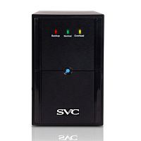 ИБП UPS SVC V-1200-L, Мощность 1200ВА/720Вт, Диапазон работы AVR: 165-275В, Бат.: 12В/7 Ачx2шт., 3 вых.: Shuko CEE7, Чёрный