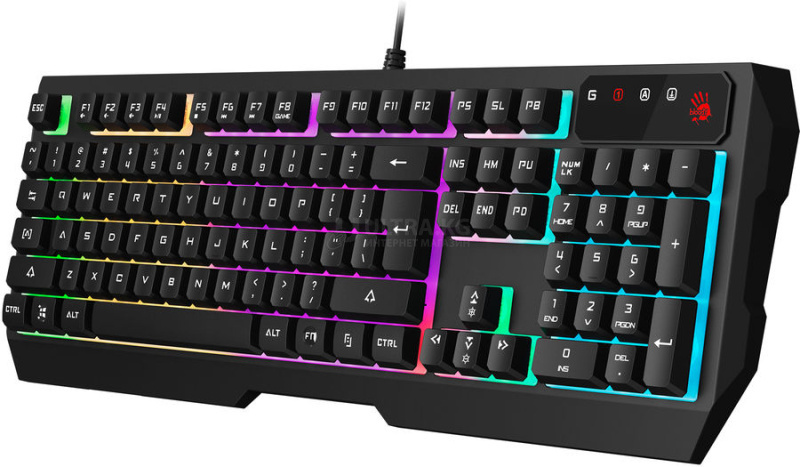 Клавиатура игровая A4tech Bloody B135N с подсветкой неон, проводная, мембранная, 1мс, 1000 Гц, двойная влагозащита, 1,8м, Black USB 2.0 Клавиатура игровая A4tech Bloody B135N с подсветкой неон, проводная, мембранная, 1мс, 1000 Гц, двойная влагозащита, 1,8м, Black USB 2.0