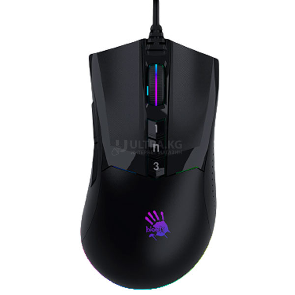Мышь A4Tech Bloody W90 MAX игровая, оптическая, светодиодная, 10000dpi, Stone Black RGB Metal Feet Active USB Black, 10 кнопок, 1,8м Мышь A4Tech Bloody W90 MAX игровая, оптическая, светодиодная, 10000dpi, Stone Black RGB Metal Feet Active USB Black, 10 кнопок, 1,8м
