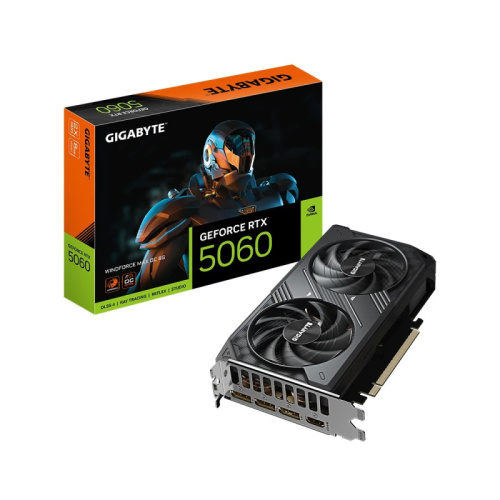Видеокарта RTX 5060 Gigabyte GeForce RTX™ 5060 WINDFORCE MAX OC 8GB GDDR7, Engine clock 2512MHz, Memory clock 28000MHz, 128Bit, 3xDP, HDMI [GV-N5060WF2MAX OCV2-8GD]