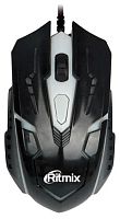 Мышь RITMIX ROM-311 Black 800-2400 dpi, подсветка 7 цветов; USB, Кнопки: 3+1 колесо - кнопка, 1.2m