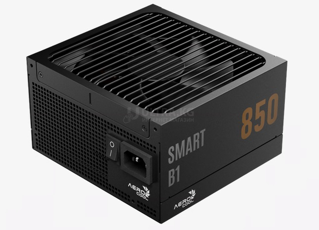 Блок питания 850W Aerocool SMART B1 850,850W, ATX, 80 PLUS Bronze, 20+4 pin, 8pin, 4+4pin,8*Sata, 6*Molex, 6*PCI-E 6+2 pin, Вентилятор 13.5см, Кабель питания, Чёрный Блок питания 850W Aerocool SMART B1 850,850W, ATX, 80 PLUS Bronze, 20+4 pin, 8pin, 4+4pin,8*Sata, 6*Molex, 6*PCI-E 6+2 pin, Вентилятор 13.5см, Кабель питания, Чёрный