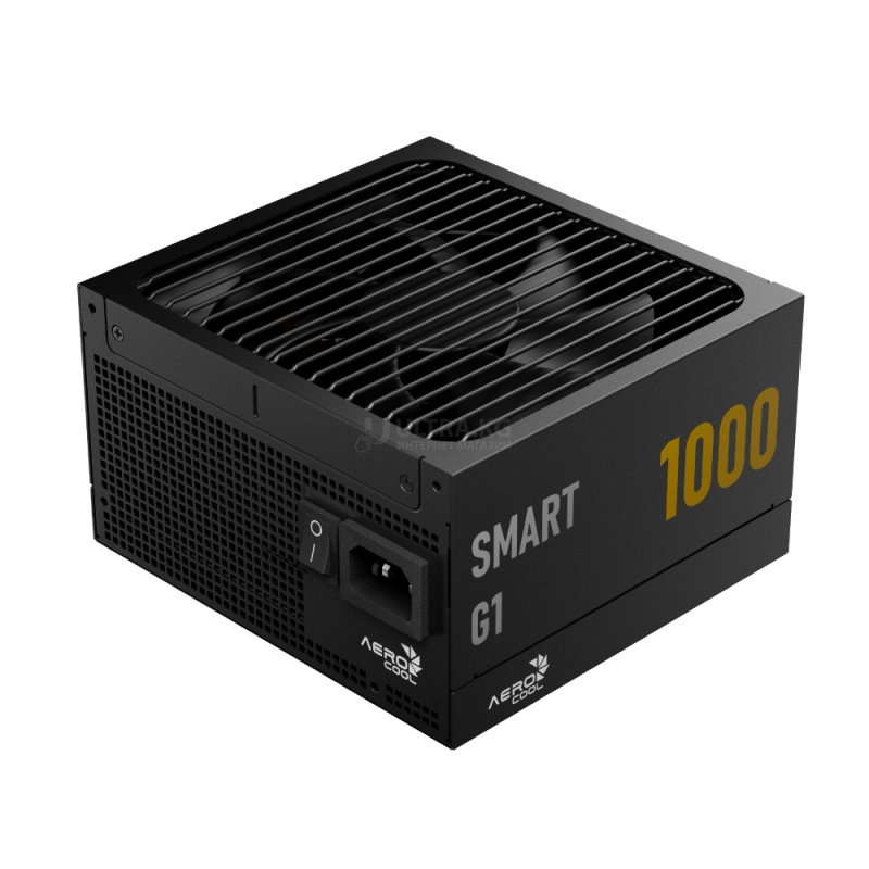 Блок питания 1000W Aerocool SMART G1 1000,1000W, ATX, 80 PLUS Gold, 20+4 pin, 8pin, 4+4pin,8*Sata, 6*Molex, 6*PCI-E 6+2 pin, Вентилятор 13.5см, Кабель питания, Чёрный Блок питания 1000W Aerocool SMART G1 1000,1000W, ATX, 80 PLUS Gold, 20+4 pin, 8pin, 4+4pin,8*Sata, 6*Molex, 6*PCI-E 6+2 pin, Вентилятор 13.5см, Кабель питания, Чёрный
