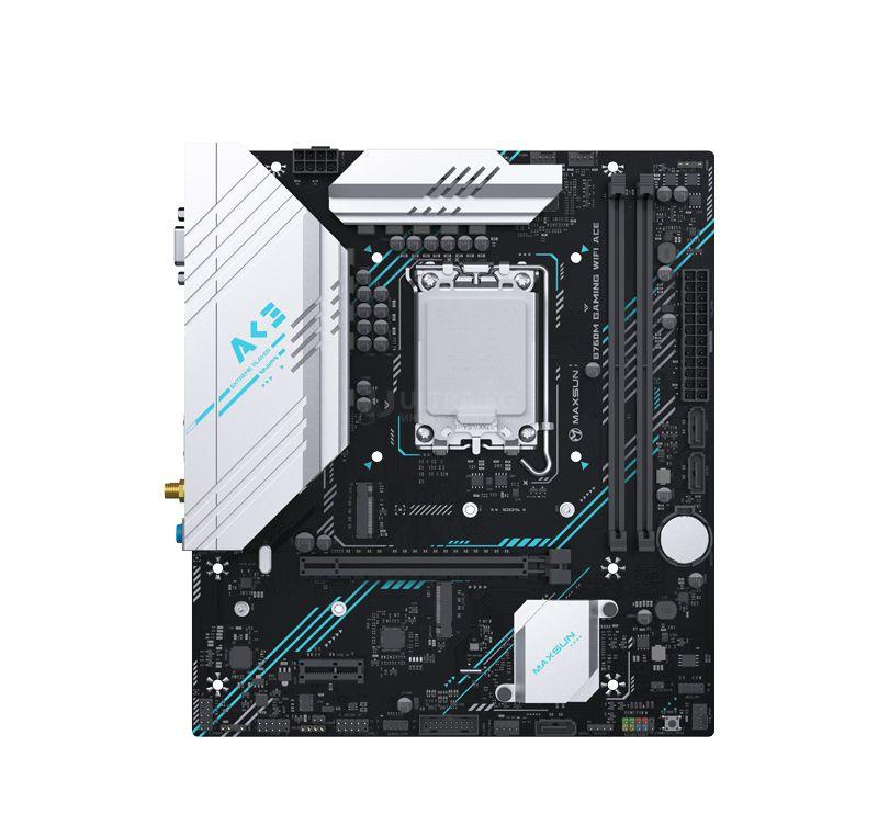 Матплата MAXSUN B760M GAMING WIFI ACE II, LGA1700, Intel B760, 2xDDR5 PC51200, 1xPCI-E 4.0x16, 15xPCI-E 1.0x1, Sound8Ch, GLAN, 4SATA+3M.2, RAID, mATX, 6USB3.2+8USB2.0, HDMI, DP, WiFi Матплата MAXSUN B760M GAMING WIFI ACE II, LGA1700, Intel B760, 2xDDR5 PC51200, 1xPCI-E 4.0x16, 15xPCI-E 1.0x1, Sound8Ch, GLAN, 4SATA+3M.2, RAID, mATX, 6USB3.2+8USB2.0, HDMI, DP, WiFi
