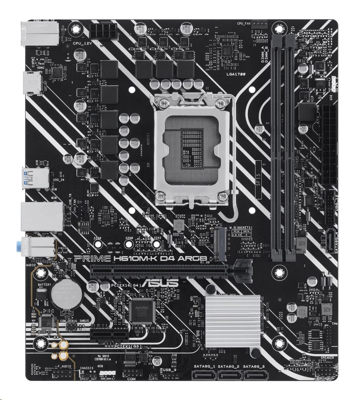 MB LGA1700 ASUS H610M-K D4-CSM,2xDDR4,12xUSB,M.2,4xSATAIII,mATX,PCIe16x, PCIe1x, HDMI,VGA MB LGA1700 ASUS H610M-K D4-CSM,2xDDR4,12xUSB,M.2,4xSATAIII,mATX,PCIe16x, PCIe1x, HDMI,VGA