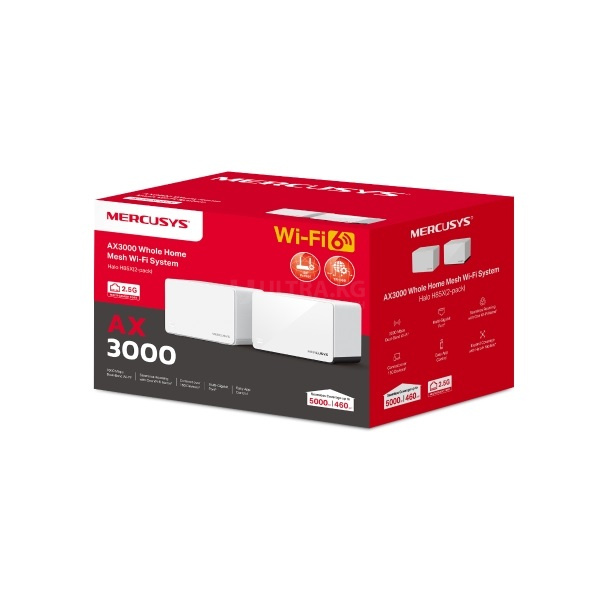 Mesh-система Wi-Fi 6 MERCUSYS Halo H85X (2-pack) (AX3000/2,4ГГц до 574Мбит/с/5ГГц до 2,4Гбит/с/MU-MIMO/до 460м²/1×WAN/LAN 2,5Гбит/с+2×WAN/LAN 1Гбит/с) фото 2 Mesh-система Wi-Fi 6 MERCUSYS Halo H85X (2-pack) (AX3000/2,4ГГц до 574Мбит/с/5ГГц до 2,4Гбит/с/MU-MIMO/до 460м²/1×WAN/LAN 2,5Гбит/с+2×WAN/LAN 1Гбит/с) фото 2