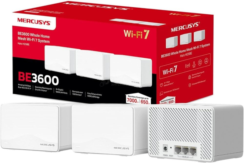 Mesh-система Wi-Fi 7 MERCUSYS Halo H25BE (3-pack) (BE3600/ 2,4ГГц до 688Мбит/с/ 5 ГГц до 2,8Гбит/с/ до 650 м²/ 3×WAN/LAN 1 Гбит/с/ 4K-QAM/ Multi-Link) фото 2 Mesh-система Wi-Fi 7 MERCUSYS Halo H25BE (3-pack) (BE3600/ 2,4ГГц до 688Мбит/с/ 5 ГГц до 2,8Гбит/с/ до 650 м²/ 3×WAN/LAN 1 Гбит/с/ 4K-QAM/ Multi-Link) фото 2