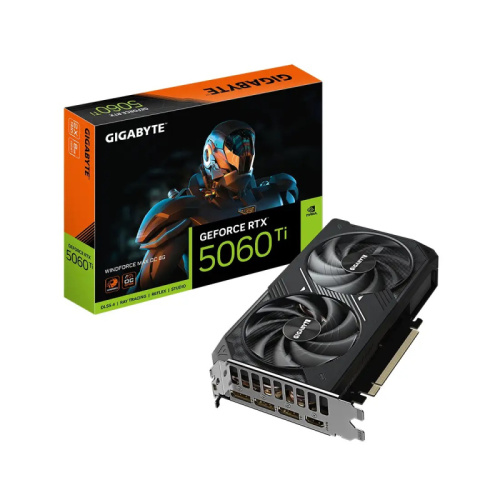 Видеокарта RTX 5060Ti Gigabyte GeForce RTX™ 5060 Ti WINDFORCE MAX 8GB GDDR7, Engine clock 2572MHz, Memory clock 28000MHz, 128Bit, 3xDP, HDMI [GV-N506TWF2MAX-8GD]