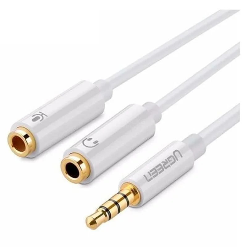Аудиокабель UGREEN AV141 3.5mm male to 2 Female Audio Cable ABS Case, White Аудиокабель UGREEN AV141 3.5mm male to 2 Female Audio Cable ABS Case, White